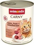 animonda Carny Katzen Nassfutter Huhn + Pute + Entenherzen (6 x 800g), getreidefreies