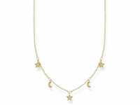 Thomas Sabo Damen Halskette Monde & Sterne gold, 925 Sterlingsilber, 40-45 cm Länge