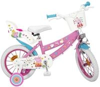 Kinderfahrrad Peppa Pig 14 Zoll mit St&uuml;tzr&auml;dern Korb Puppensitz 4-6 Jahre