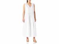 BOSS Damen C Ditesta Ärmelloses Stufenkleid aus elastischer Baumwoll-Popeline Weiß