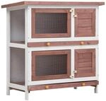 vidaXL Holz Kaninchenstall 4 T&uuml;ren Braun Hasenstall Kaninchenk&auml;fig Hasenk&auml;fig