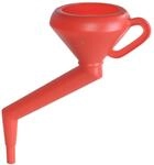 h&uuml;nersdorff 956200 Winkeltrichter 175 mm mit Griff, Spritzschutz & Sieb, rot, HD-PE,