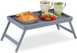 Relaxdays Betttablett Bambus, klappbare Beine, erh&ouml;hter Rand, Fr&uuml;hst&uuml;ckstablett