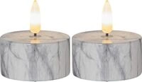 Star Trading LED Teelicht Marmor 2er-Set &ndash; Flammenlose Kerzen mit Timer, Warmweiss,