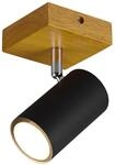 Trio Leuchten Spotleuchte Marley 812400132, Metall Schwarz matt, Holz, exklusiv 1x