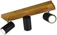 Trio Leuchten Spotbalken Marley 812400332, Metall Schwarz matt, Holz, exklusiv 3x