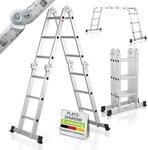 Juskys Leiter Aluminium 3x4 Stufen &ndash; Klappleiter 4-teilig bis 150 kg,