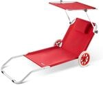 Casaria&reg; Sonnenliege Klappbar mit Dach Strandliege mit Rollen Tasche Outdoor