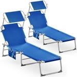 Casaria&reg; 2er Set Sonnenliege Klappbar Wetterfest Alu Gartenliege Mit Dach Liegestuhl