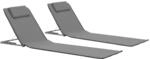 vidaXL 2X Strandmatte Klappbar Grau Sonnenliege Strandliege Gartenliege Liege