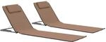 vidaXL 2X Strandmatte Klappbar Braun Sonnenliege Strandliege Gartenliege Liege