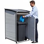 Melko M&uuml;lltonnenbox Einzelbox 120 Liter aus Holz Anthrazit/Wei&szlig; 73 x 85 x 127 cm,