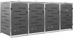 vidaXL M&uuml;lltonnenbox f&uuml;r 4 Tonnen 276,5x77,5x115,5 cm Edelstahl