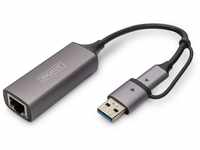 DIGITUS DN-3028 USB Type-C™ Gigabit Ethernet Adapter 2.5G, USB-C™ + USB A