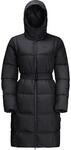 Warmer Daunenmantel mit integriertem G&uuml;rtel, black, L