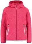 CMP, Knit Tech m&eacute;lange fleece jacket with hood, GLOSS-FRAGOLA, 98, Gloss-Erdbeere