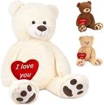 BRUBAKER XXL Teddyb&auml;r 100 cm Wei&szlig; mit einem I Love You Herz Stofftier...