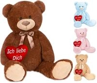 BRUBAKER XXL Teddyb&auml;r 100 cm Braun mit einem Ich Liebe Dich Herz Stofftier