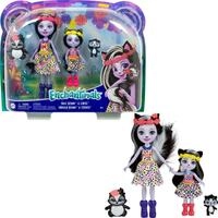 Enchantimals HCF82 - Sage Skunk und kleine Schwester (ca. 15 cm und ca. 4 cm) und 2