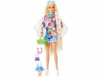 Barbie HDJ45 - Extra Puppe 12 mit floralem Outfit und Zubehör, Extra langes...