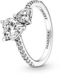 Pandora Timeless Doppel-Herz Funkelnder Ring aus 952 Sterling Silber mit klaren Cubic