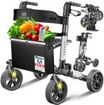 KESSER Leichtgewicht Rollator faltbar mit Sitz, Griff, Tasche, schmal f&uuml;r Senioren