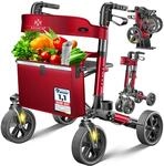 KESSER Leichtgewicht Rollator faltbar mit Sitz, Griff, Tasche, schmal f&uuml;r Senioren