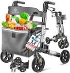 KESSER Rollator Aluminium Set, Leichtgewicht-Reiserollator mit Vollausstattung,