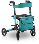Juskys Rollator Vital petrol - Gehhilfe faltbar & leicht aus Aluminium bis 130 kg -