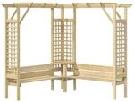 vidaXL Kiefernholz Impr&auml;gniert Eckpergola mit Bank Holz Gartenbank Holzpergola