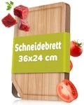 R&Ouml;SLE Schneidebrett mit Edelstahlgriff, 36x24 cm, Hochwertiges Schneidebrett Holz