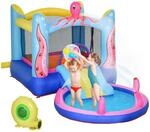 Outsunny Aufblasbare H&uuml;pfburg mit Rutsche Springburg Spielburg Wasserpark f&uuml;r