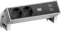 Bachmann Steckdosenleiste Desk 2 2X Steckdosen, 1x USB-C/USB-A Charger INOX