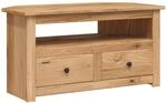 vidaXL Massivholz Panama-Kiefer TV Eckschrank 2 Schubladen 1 Fach Ecktisch Lowboard
