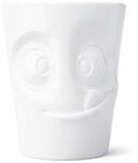 FIFTYEIGHT PRODUCTS / Henkelbecher &bdquo;Lecker (Porzellan, 350 ml, Wei&szlig;, Made in