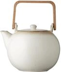 BITZ Teekanne, Kanne aus Steingut/Keramik f&uuml;r Tee, 1,2 Liter, H&ouml;he 20 cm, Creme