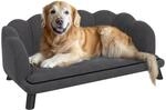 PawHut Hundesofa Hundecouch, Waschbarer Bezug, Haustiersofa mit R&uuml;ckenlehne und