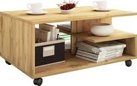 VCM Holz Couchtisch schlicht | Sofatisch Rollen | Ma&szlig;e ca. H. 41 x B. 80 x T....