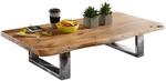 Wohnling Couchtisch 115x58x25 cm Akazie Massivholz Metallgestell