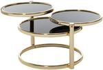 FineBuy Couchtisch 58x43x58 cm Glas Metall Gold mit 3 schwenkbaren Platten 