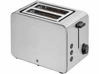 WMF Stelio Toaster 2 Scheiben Edelstahl, Doppelschlitz Toaster mit Brötchenaufsatz,