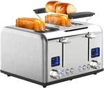 Steinborg Toaster Langschlitz | Digitales Display mit Countdown | Beleuchtete...