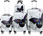 monzana Reisekofferset 4tlg Butterfly Hartschalenkofferset mit Schloss &...