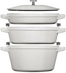 STAUB La Cocotte Kochtopfset, 3-tlg rund Gusseisen Weisser Tr&uuml;ffel