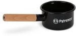 Petromax Emaille Stieltopf schwarz (500 ml)| Robuster Holzstiel | Hitzebest&auml;ndig &