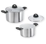 Genius Cerafit Steel Kochtopf-Set 20cm (3,6l) + 24cm (6l) mit Glasdeckel -