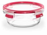 Emsa N10403 Clip & Close Glas Frischhaltedose rund | 0,6 L | stapelbar | gefrierfest