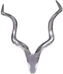 WOHNLING Deko Hirschgeweih L Aluminium Wanddeko 80 cm Landhausstil Silber Metall