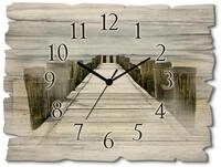 ARTLAND Wanddeko Wanduhr ohne Tickger&auml;usche aus Holz Funkuhr 40x30 cm Rechteckig