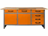 Ondis24 Werkbank orange Werktisch Packtisch 6 Schubladen Werkstatteinrichtung...